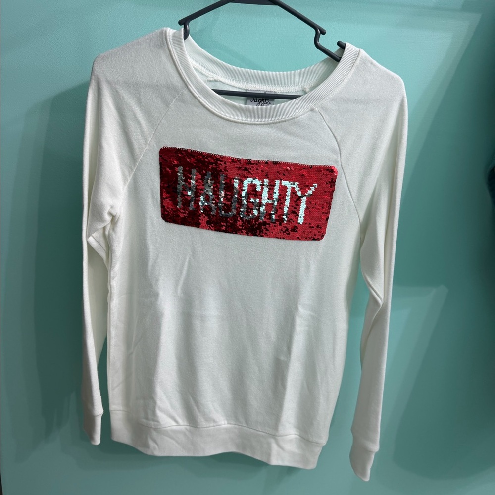 Set of 2 Women’s Christmas Sweatshirts with Reversible Sequin Sayings